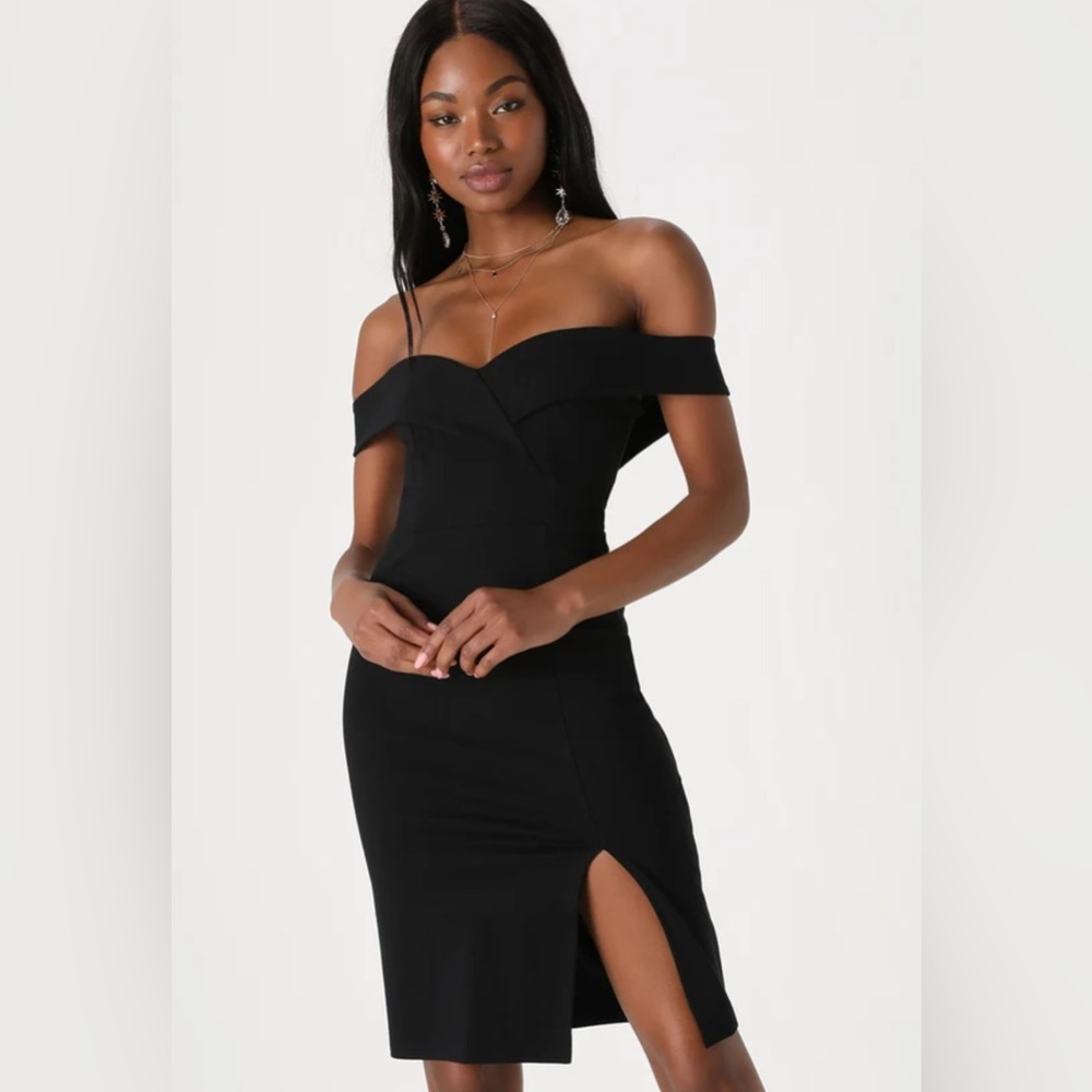 Lulu’s. Black classic off-the-shoulder body on dress. New without tags.